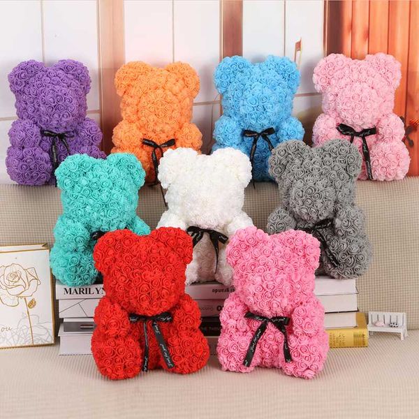 

40cm artificial flowers rose bear plastic foam rose teddy bear girlfriend valentines day gift birthday party decoration