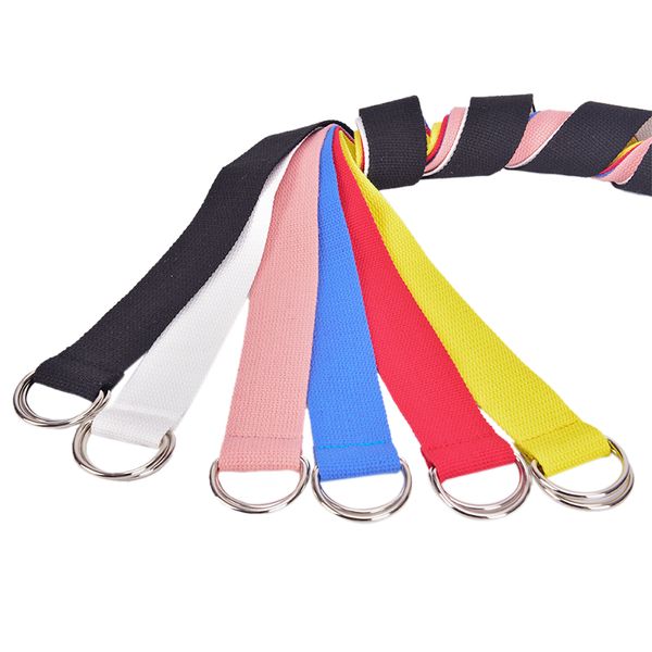 

1 pc fashion women waist belt metal buckle double rings nylon canvas strap casual waistband, Black;brown