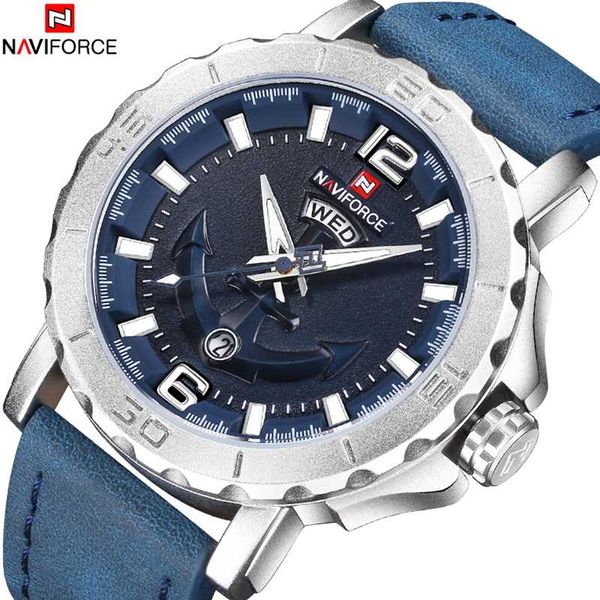 

naviforce men watches analog date clock quartz watch men army wristwatch sport wristwatches relogio, Slivery;brown