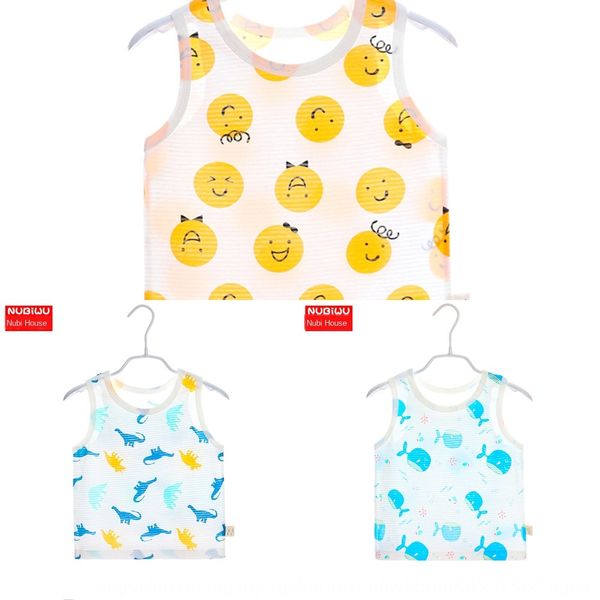 

2019 new children's summer cotton base baby vest children's cartoon vest, Blue