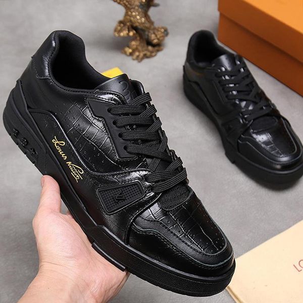 

men shoes trainer sneaker lace -up leather winter footwears chaussures pour hommes luxury mens shoes luxury design fast ship with box sale