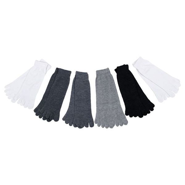 

6 pairs soft sports men comfortable five seperate finger toe socks cotton warm, Black