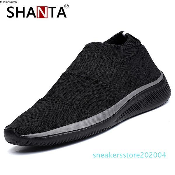 

casual shanta shoes 2019 new men men slip on sock shoes breathable light men sneakers beathable mesh shoes y200106 s04, Black