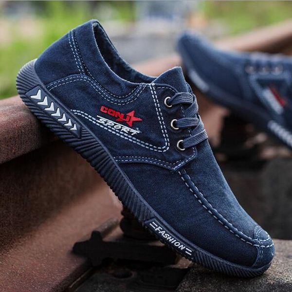 

men shoes denim men casual shoes sneakers man canvas breathable loafers male vieruodis footwear plus size 45, Black