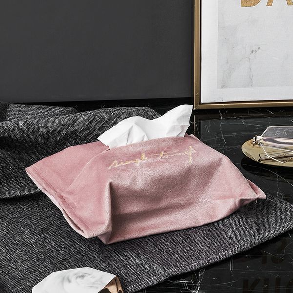 

northern european-style embroidered velvet tissue box living room tissue set paper bag household paper storage box car-mounted paper box