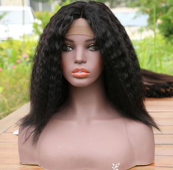 

bellahair kinky straight lace front wigs for black women brazlian human virgin hair wigs pre plucked medium cap ship, Black;brown