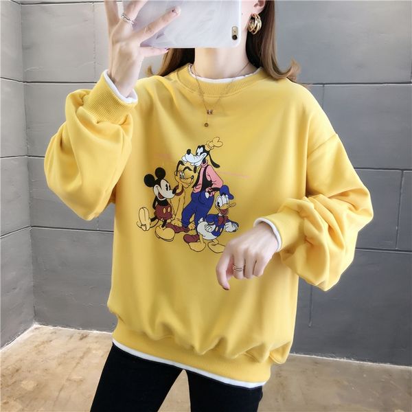 

women's sweater early autumn sweater coat clothing 2020 new women's clothing korean autumn thin loose waitmore coat fake two piece, Black