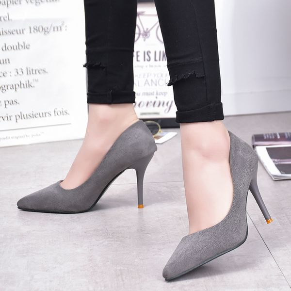 

pointy shoes women pumps suede stiletto heels fashion simple comfort office party shoes women high heels ladies red, Black