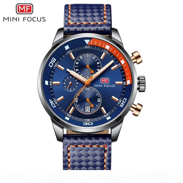 

minifocus mens watches waterproof 24 hour date quartz watch man leather sport wrist watch men waterproof clock, Slivery;brown