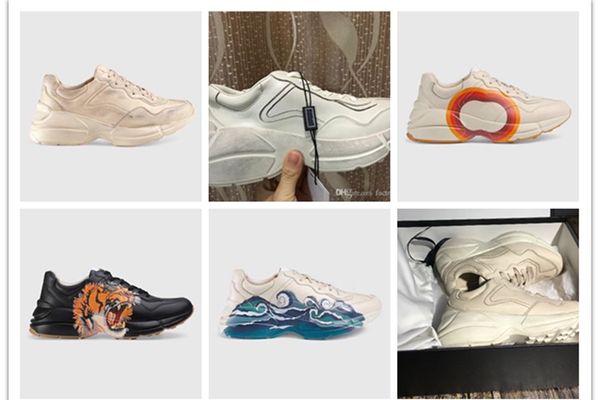 

mens rhyton leather sneaker with wave mouth web print tiger strawberry womens sneakers vintage shoes trainers dad shoes r158, Black