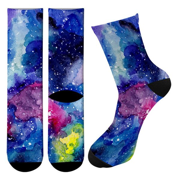 

новые 3d printed звездное space мужчины удобный смешные длинные knee high eiffel tower crew socks айсберг kawaii футбол велоспорт носки, Black