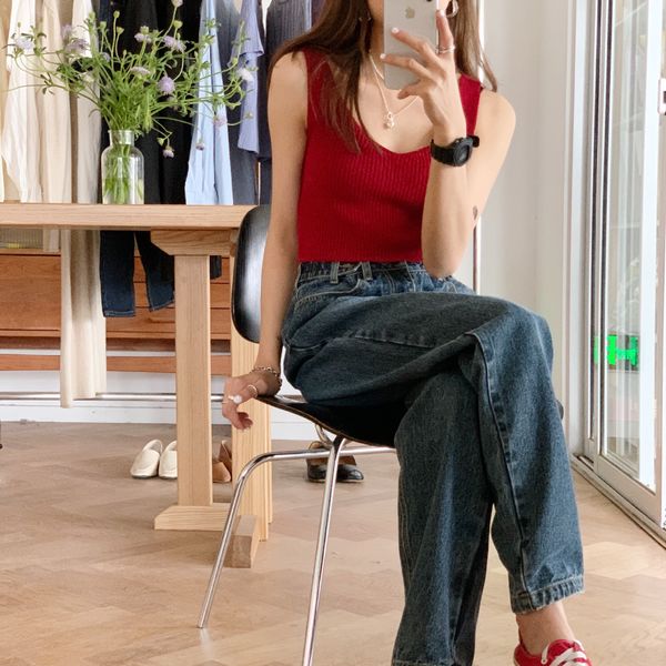

nantiao] knitted camisole vest sleeve clip shirt women's 2020 xia xuanya armless jacket with base shirt st120, Camo