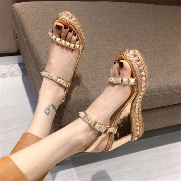 

black wedge sandals women summer shoes casual platform sandals high heels ladies shoes comfortable cs09