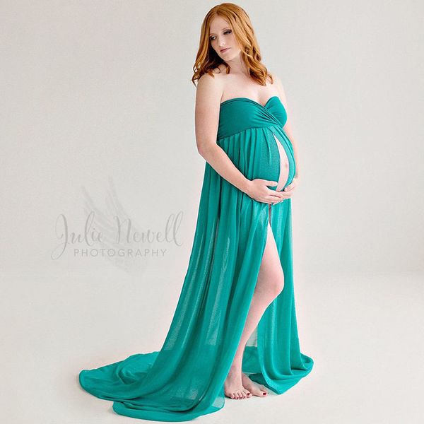 

shoulderless maternity pgraphy props dresses beach dress pregnancy dress p shoot maxi gown clothes for pregnant women, White