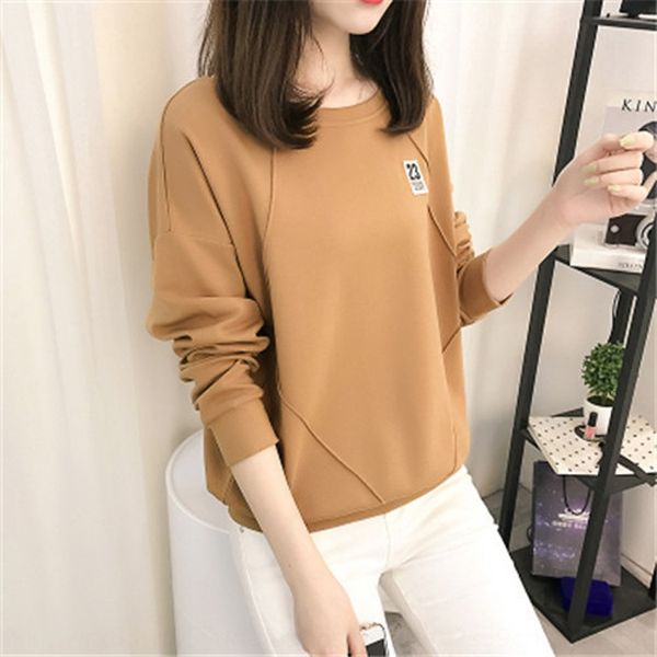 

cotton sweater sweater thin 2020 autumn new loose large size student versatile korean style for women, Black