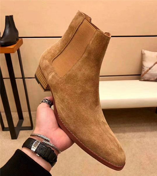 

men's classic boots khaki orange light tan western knight martin nubuck leather boots large catwalk fashion boots size shoes 38-47, Black