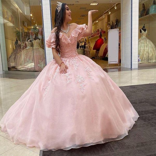 

элегантный blush pink бальное платье quinceanera платья сладкие 16 пром платья с плеча кружева аппликация бисером дешевые длина пола b91, Blue;red