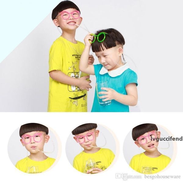 

kids funny soft glasses straws unique flexible drinking tube party colorful safety cute straws plastic reusable juice straws bh1265 tqq