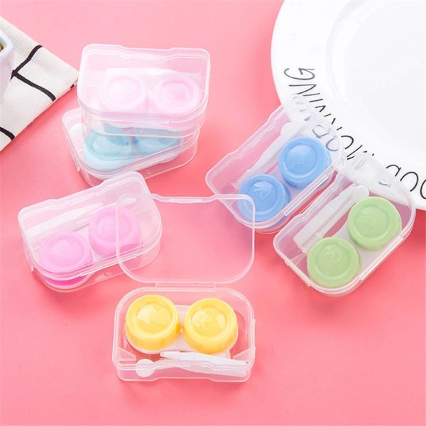 

cute hipster transparent invisible myopia contact case glasses case candy color invisible glasses box contact lenses dual box, Blue
