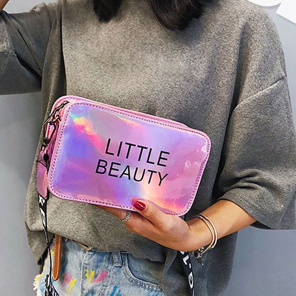 

new fashion summer ladies seven color letter messenger bag transparent color wide shoulder strap small square bag handbag pu yy