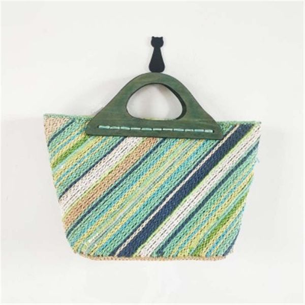 

hand-woven straw bag for women new 2020 summer beaded wooden handle with vacation leisure color women bags