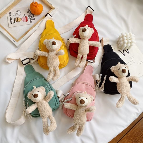 

2020 korean children's shoulder boys and shoulder bag backpack girls all-match travel crossbody bear chest bag cute baby backpack