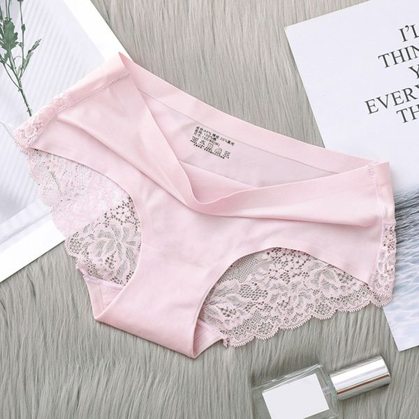 

women's panties women ice silk seamless briefs lace lingerie comfortable low waist underpants female intimates xxl, Black;pink
