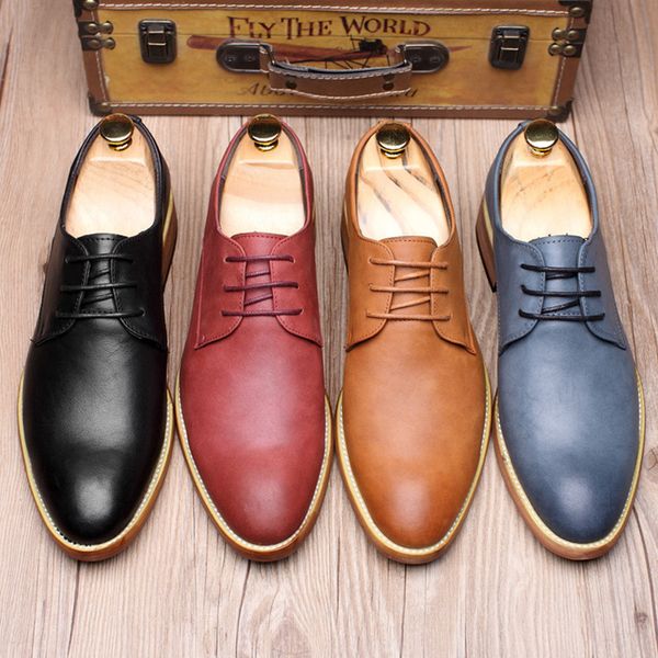 

fashion british breathable spring winter real leather sheepskin pointed toe formal men dress shoes business wedding loafers, Black