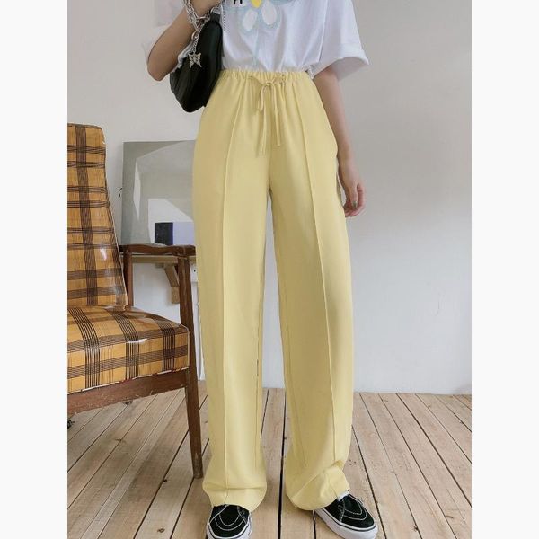 

jasmine women's comfortable chiffon pant with elastic waist design show thin and versatile straight pants, lazy floor trousers, Black;white