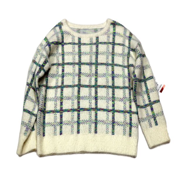 

2020 fashion trend fancy check pullover with imitation mink hair, White