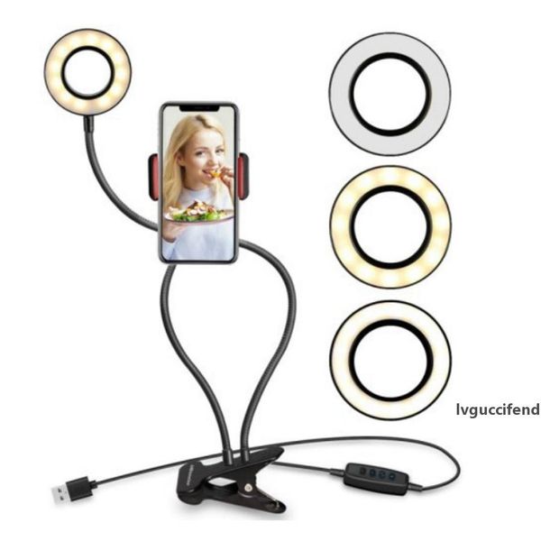 

selfie ring light with flexible mobile phone holder lazy bracket desk lamp led light for live stream party favor ooa8116