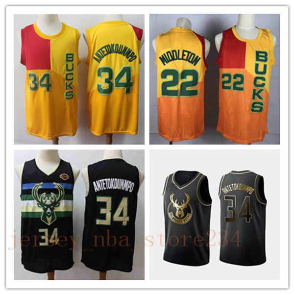 

mens 34 giannis antetokounmpo city jersey edition stitched vancouver milwaukee bucks 22 khris middleton basketball jerseys, Black;red