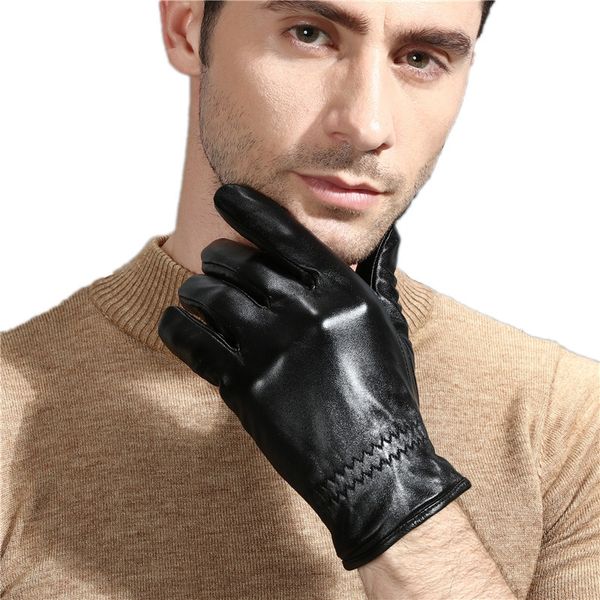 

touch warm motorcycle screen sheepskin men's winter warm motorcycle driving leather gloves velvet thickened winter gloves