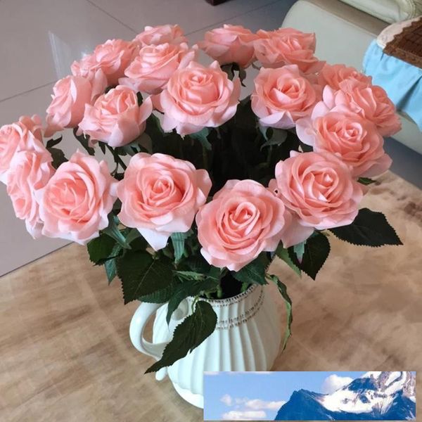 Alta sensazione idratante artificiale gomma rosa fiore casa soggiorno decorazione fai da te fiori finti bouquet da sposa foto oggetti di scena