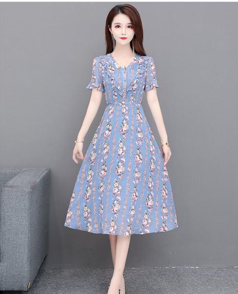 

chiffon dress for women in 2020 summer new fresh sweet broadness too noble waist show thin skirt, Black