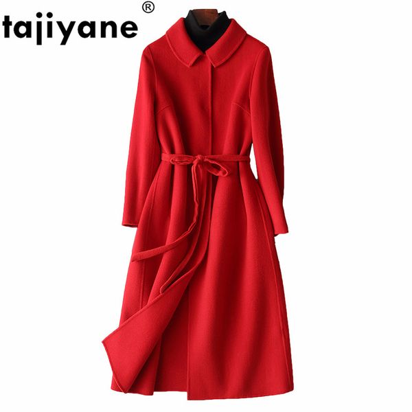 

spring autumn coat women clothes 2020 korean elegant red wool coat female jacket double-side woolen abrigo mujer zt2200, Black