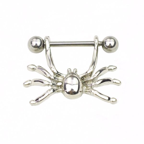 

d0661 ( 1 color ) nice spider style nipple ring piercing jewelry 10 pcs clear color stone drop piercing body jewelry shipping, Silver