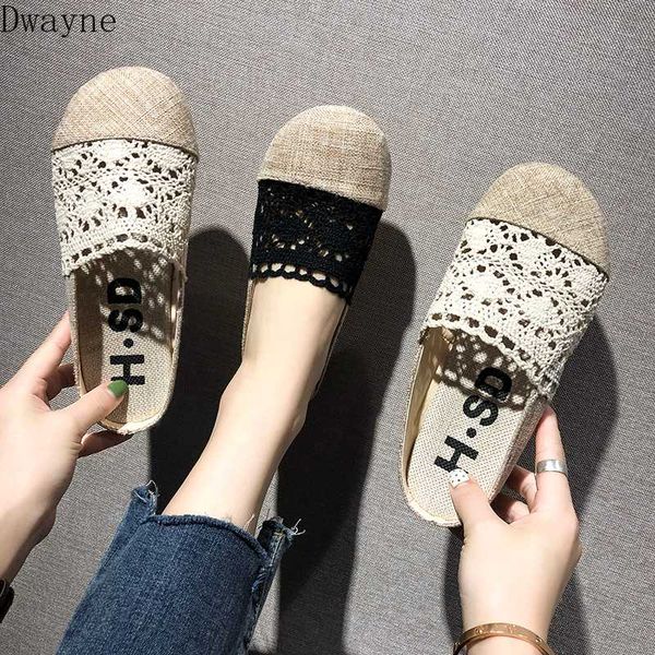 

2020 new korean version of bud silk gauze semi-slip slippers hollow linen woven lazy slippers fashion beach shoes, Black