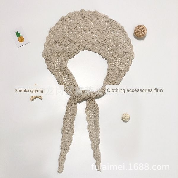 

hollow-out small shawl cloak women's summer outdoor cloak new korean style waistcoat tie scarf crochet short versatile small scarf, Blue;gray