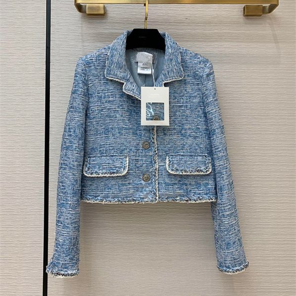 

european and american women's clothing 2020 autumn new style long - sleeved lapel single - breasted blue tweed coat, Black