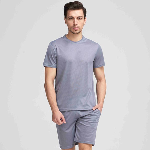 

спорт set мужская эластичность quick-dry с коротким рукавом футболки летняя школа колготки открытый бег баскетбол фитнес костюм, Gray