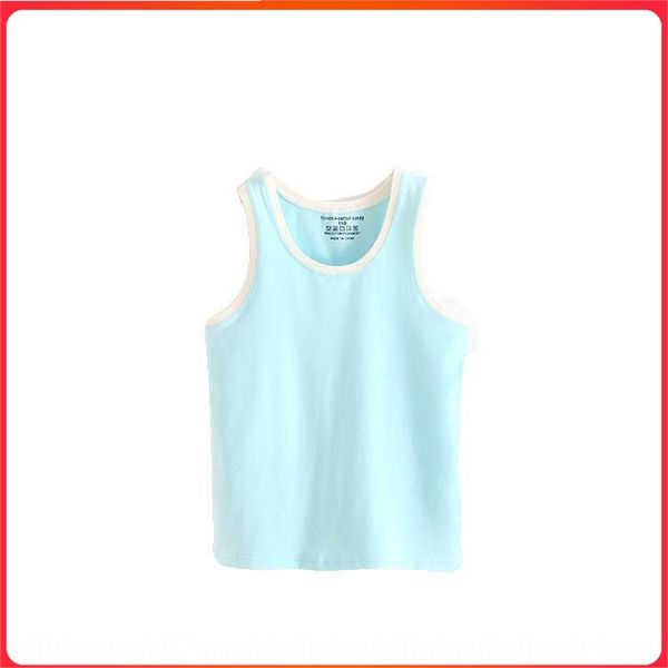 

summer children's pure cotton solid color hurdle vest vestboys and girls korean style thin summer products children's vest, Blue