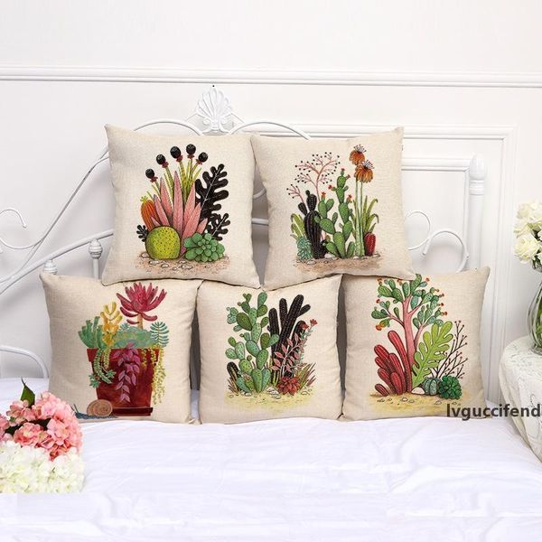 

succulent plants pillow case cushion cover linen cotton throw square flower pillowcase cover decor drop shipping