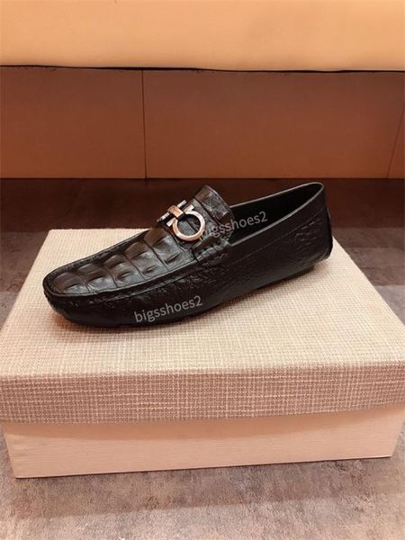 

2020 new luxury high grey print luxury designer shoes real leather paris embroidered men dress shoes hy200609, Black