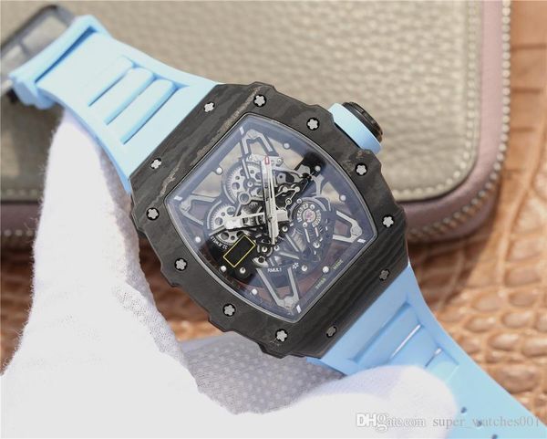 

mens designer watchesnt super rm-035 waterproof montre de luxe carbon fiber case silicone watch band automatic mechanical moveme, Slivery;brown