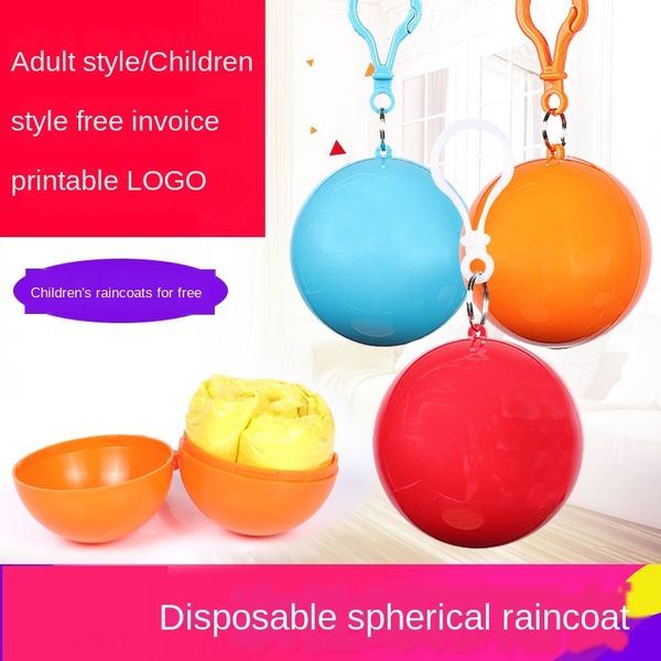 

travel portable disposable raincoat ball travel portable log outdoor drifting spherical poncho children's raincoat ball log, Red;brown