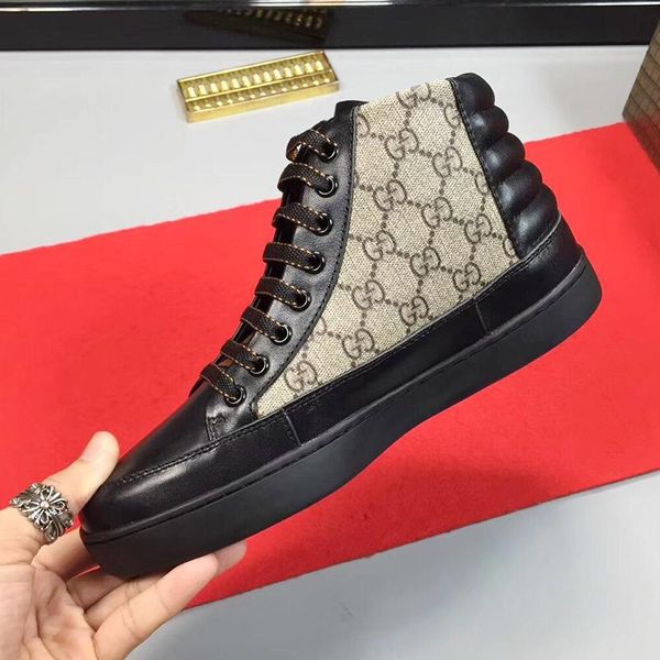 

men 's high sneaker luxury men 's shoes outdoor walking footwears lace -up plus size casual vintage men shoes s, Black