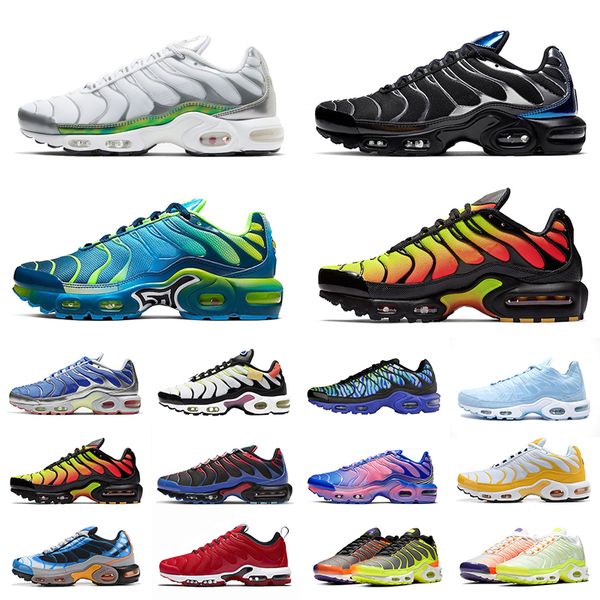 

outdoor tn plus se running shoes men women trainer fade chorome triple white metallic black breathable mens fashion sports sneakers