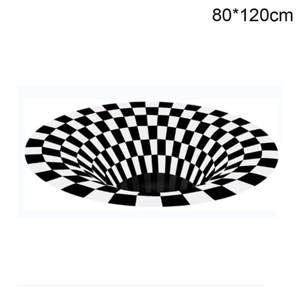

carpets home decoration living room hallway rugs black white grid print 3d illusion vortex bottomless hole floor carpet antiskid mat