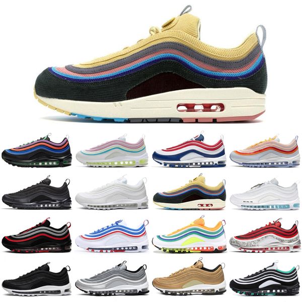 

nike air max airmax топ 97 97s sean уотерспун мужчины женщины кроссовки тройные черные белые открытые мужские женские тренажёры спорт кроссо